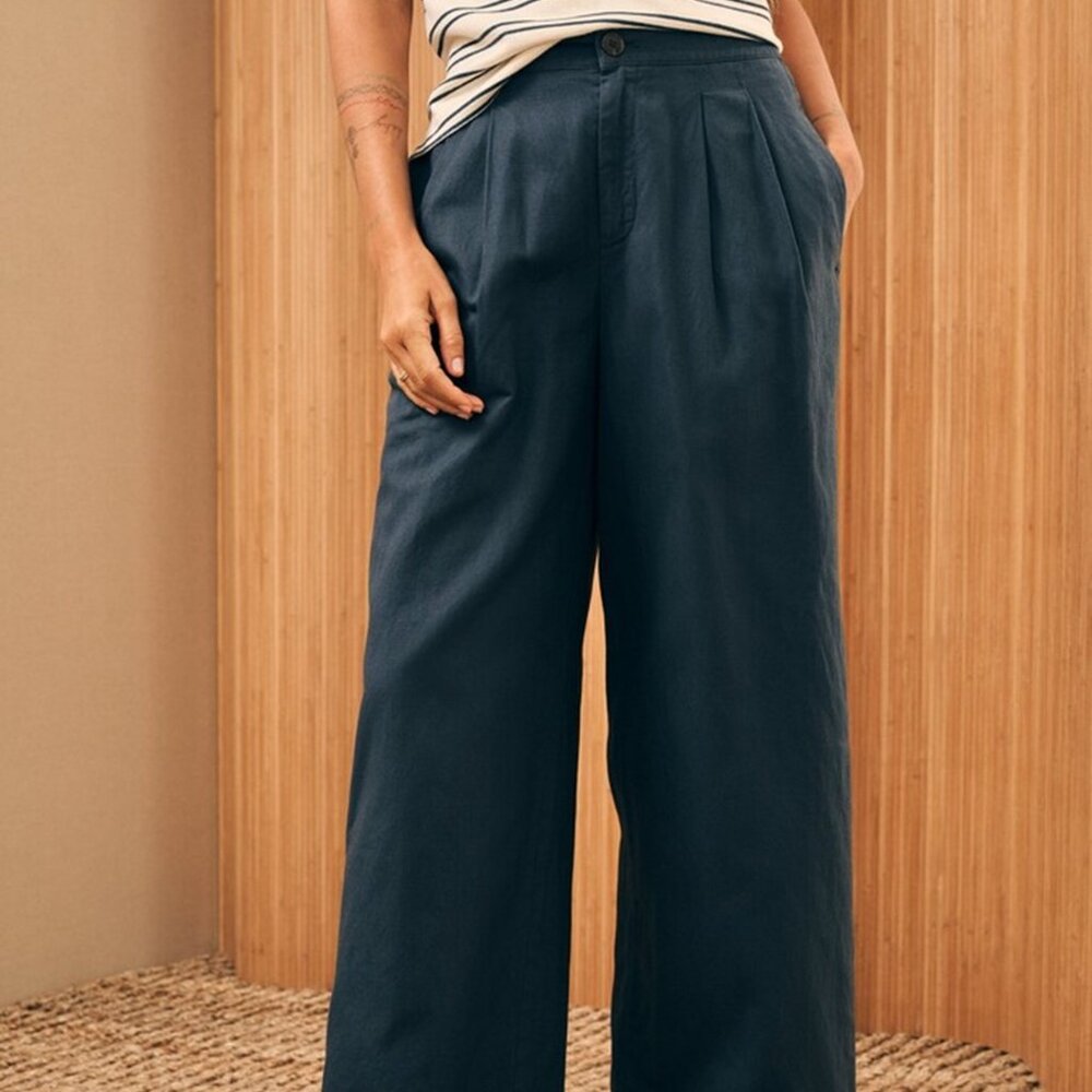 NWOT Faherty Cotton Canvas Marin Trouser in India Ink (Dark Gray) - Size 0